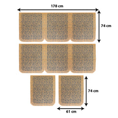 Heart Home Leaf Design 5 Seater Cotton Sofa Cover Set for Living Room, Home & Office (Golden)