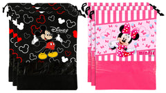 Kuber Industries Disney Print 6 Piece Non Woven Travel Shoe Cover, String Bag Organizer (Black & Pink) -HS_35_KUBMARTS18017