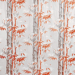 Heart Home Bamboo Printed Stain Resistant, No Odor, Waterproof PVC AC/Shower Curtain with Hooks,7 Feet- Pack of 2 (Orange)
