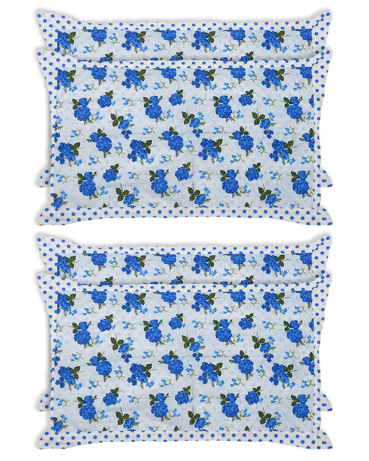 Kuber Industries Dot Print Cotton Pillow Cover- 17x27 Inch, Set of 4 (Blue)