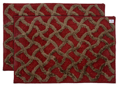 Heart Home Washable, Non Slip Velvet Doormat for Indoor- Pack of 2 (Maroon)