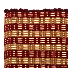 Heart Home Strips Design Multiuses Washable Cotton Door Mat, Bathmat, 23"x14" (Maroon)-50HH01099