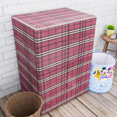 Heart Home Washing Machine Cover | Big Check Design Washing Machine Cover | Soft PVC | Top Load Semi-Automatic Washing Machine Cover | Maroon