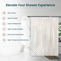 Kuber Industries Soft Texture Bath Curtain|Natural Drape Waterproof Shower Curtain 6 Feet|Gold