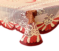 Kuber Industries Flower Printed Cotton 4 Seater Center Table Cover,40"x60" (Pink & Brown)-44KM031