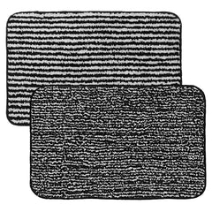 Kuber Industries Door mat | Microfiber Water Absorbant Floor Mat | Bold Stripes Pattern Entrance Mat for Kitchen, Bedside, Door, Living Room,60x40 cm, Pack of 2 (Black)