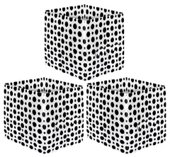 Kuber Industries Dot Printed Non-Woven Foldable Storage Bin/Cube/Organizer For Toys, Clothes And Books With Handles- Pack of 3 (Black & White) -HS43KUBMART26224