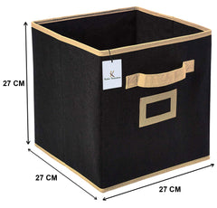 Kuber Industries Non Woven 2 Piece Shirt Stacker Wardrobe Organizer and 1 Piece Small Foldable Storage Organiser Cubes/Boxes (Black) -CTKTC038339