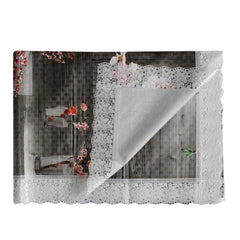 Kuber Industries Flower Printed PVC 6 Seater Dinning Table Cover 60"x90" (Grey)-HS43KUBMART25641, Standard