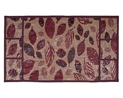 Heart Home Leaf Printed PVC Fridge Top Cover with 6 Utility Side Pockets (Maroon)