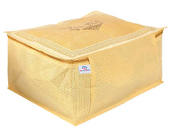 Heart Home Doli Printed Non-woven Underbed, Strorage Organizer With Transparent Window- Pack of 4 (Gold)-50HH01814