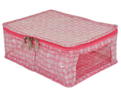 Kuber Industries Check Design Laminated PVC 2 Compartment Undergarments Organizer Bag (Pink)-HS_38_KUBMART21269
