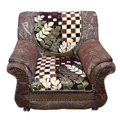 Kuber Industries Leaf Print 6 Piece Velvet 5 Seater Sofa Cover Use Both Side, Living Room, Drawing Room, Bedroom, Guest Room - Brown-KUBMART011151