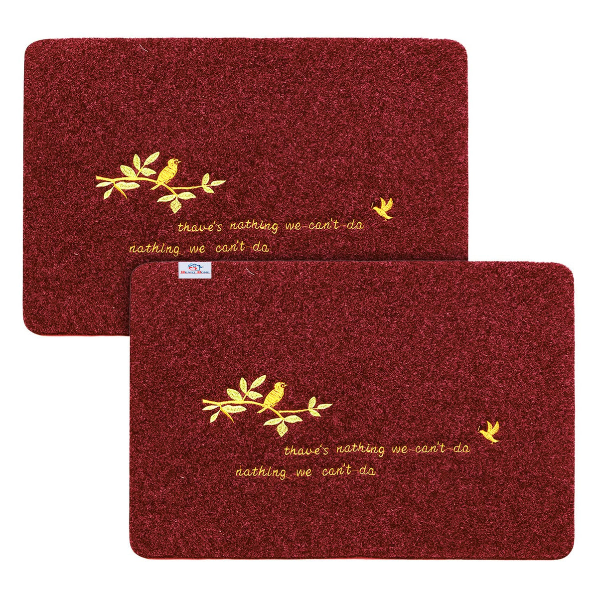 Heart Home Microfiber Door Mat for Porch/Kitchen/Bathroom/Laundry Room,Pack of 2 (Maroon) 54HH3977.