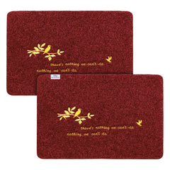 Heart Home Microfiber Door Mat for Porch/Kitchen/Bathroom/Laundry Room,Pack of 2 (Maroon) 54HH3977.