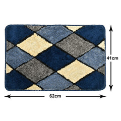 Heart Home Rhombus Design Soft, Lightweight Velvet Door Mats for Entry, Patio, Porch, Bedroom, Living Room (Blue)-50HH01090
