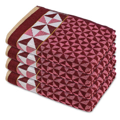 Heart HomeTringle Printed Super Soft, Fluffy, and Absorbent, Cotton Bath Towel Perfect for Daily Use, 30"x60"- Pack of 4 (Maroon)
