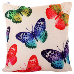 Heart Home Cushion Cover|Sofa Cushion Covers|Butterfly Print Sitting Cushion Cover|Polyester Cushion Filler|16x16 Inch|Set of 5 (Cream)