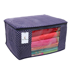 Kuber Industries Cotton 3 Pieces Three Layer Quilted Extra Large Saree Cover (Blue)-CTKTC13482