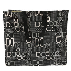 Kuber Industries D Print Rexene Grocery Bag, Black