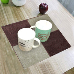 Kuber Industries Laminated Patch PVC 6 Piece Square Dining Table Placemat Set 30x30 CM (Maroon & Gold) - CTKTC040625
