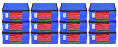 Kuber Industries 12 Piece Non Woven Fabric Saree Cover Set with Transparent Window, Extra Large, Royal Blue-CTKTC23787