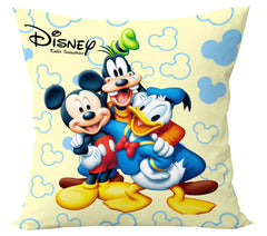 Kuber Industries Disney Printed Microfiber Filled Floor Cushion, Decorative Throw Pillow, Home Decor Pillow, Sofa/Bed Cushion,16"x16"(Blue & Cream)-Pack of 4-KUBMART15910, Standard