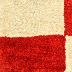 Heart Home Check Design Soft, Lightweight Velvet Door Mats for Entry, Patio, Porch, Bedroom, Living Room- Pack of 2 (Cream & Red)-50HH01088