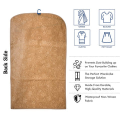 Kuber Industries Hanging Saree Cover for Clothes Storage|Non Woven Flower Pattern Wardrobe Organizer With Transparent Window|Pack of 9 (Cream)