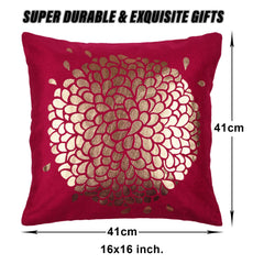 Kuber Industries Cushion Cover | Sofa Cushion Covers | Square Cushion Covers | Velvet Cushion Covers | Gold Print Couch Cushion Covers | Set of 5 | 16 Inch | Pink