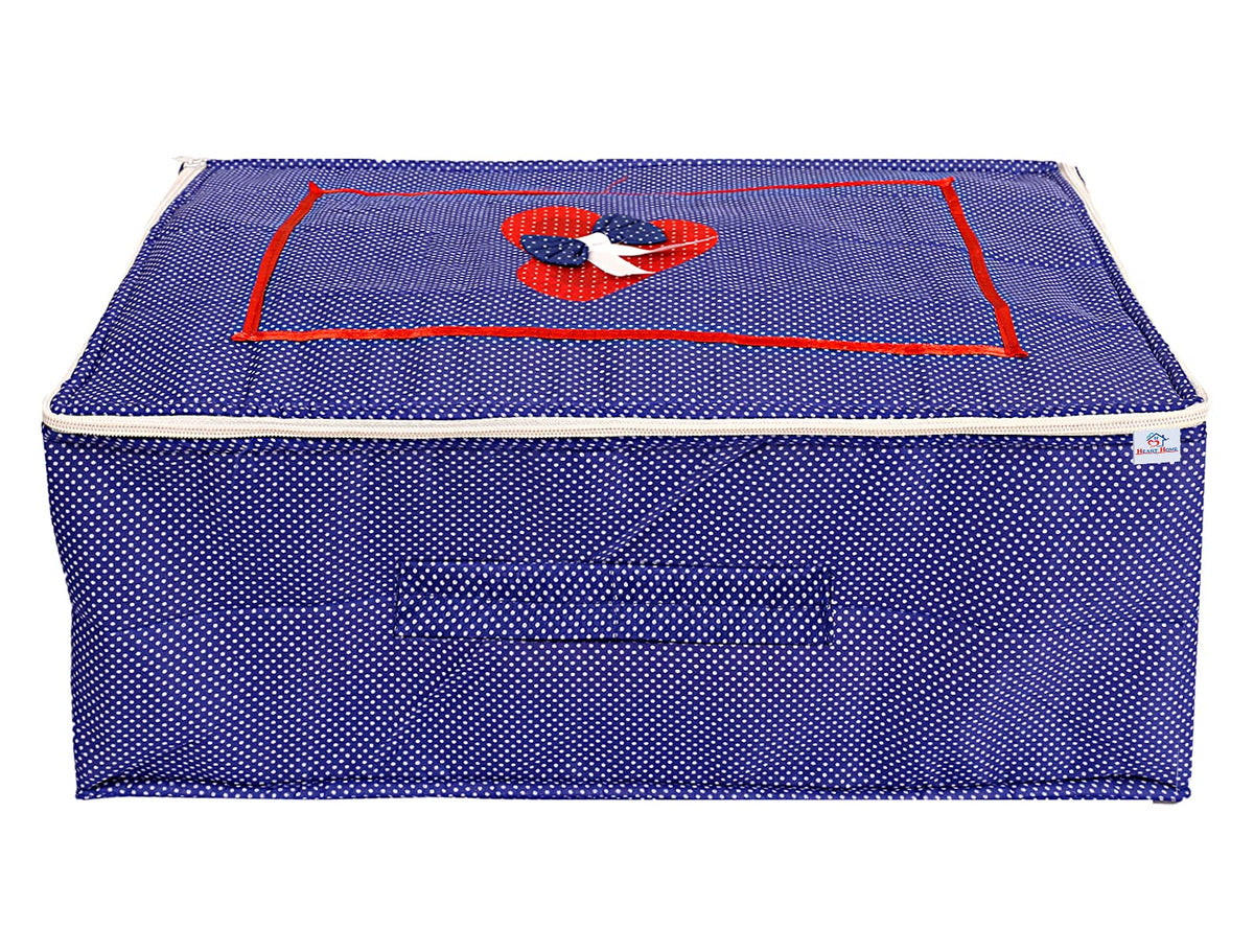 Heart Home Dot Printed Cotton Saree Cover, Clothes Organiser For Wardrobe, Storage Bag, Regular Clothes Storage Bag(Blue)-HS_38_HEARTH20965