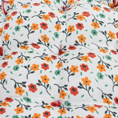 Heart Home Flower Printed Microfiber Square Chair Pad Seat Cushion for Rocking Chair, Office Chair, Dinning Chair, Indoor/Outdoor with Ties, 18 * 18 Inch- Pack of 3 (White)