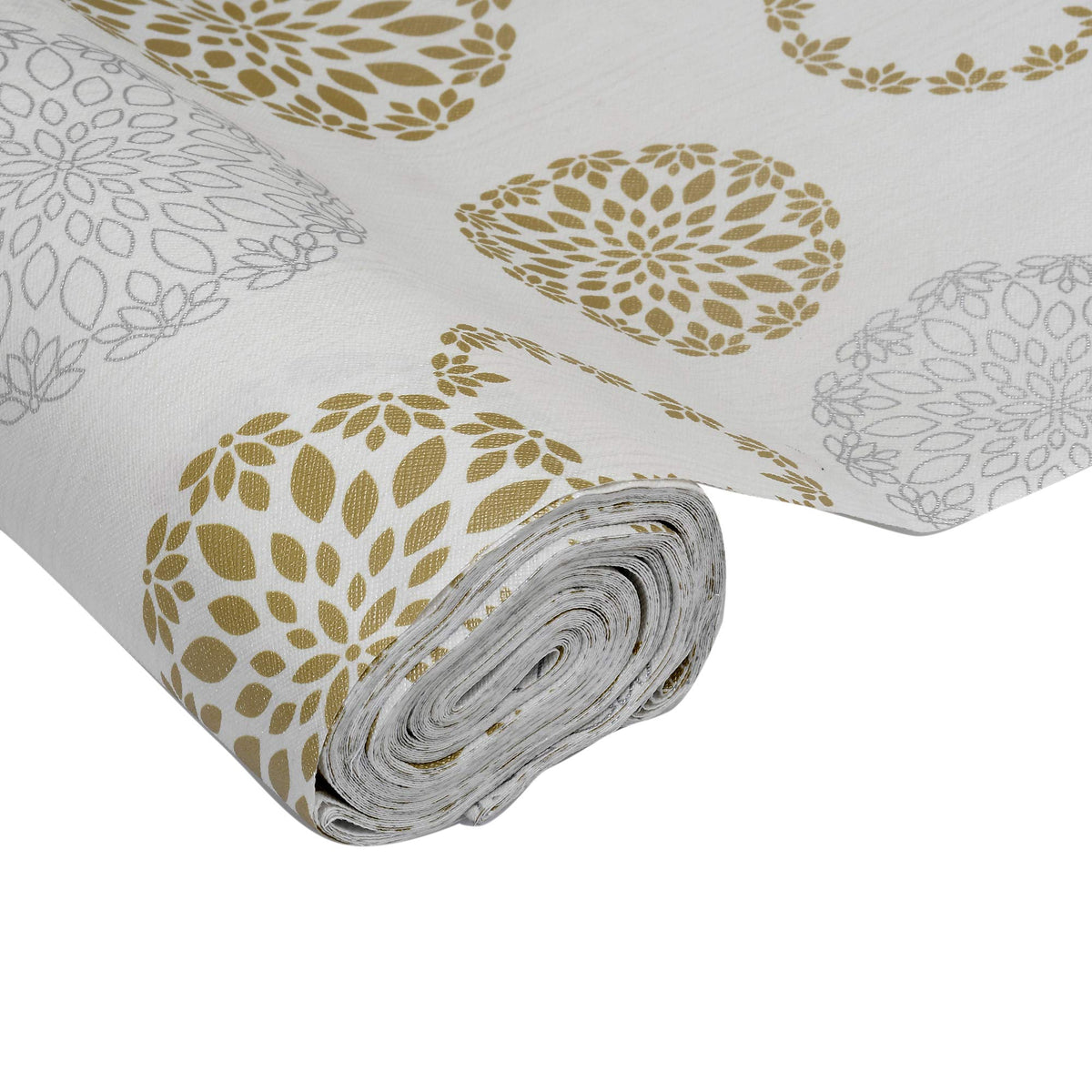 Kuber Industries Kitchen Drawer/ Cabinet Shelf Mat|Flower Design With PVC Material|Adjustable Size 5 MTR Roll (Cream)-KUBMART03005, Polyvinyl Chloride