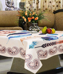 Kuber Industries Bird's Wing Design Cotton 4 Seater Center Table Cover (Gold)-CTKTC30009