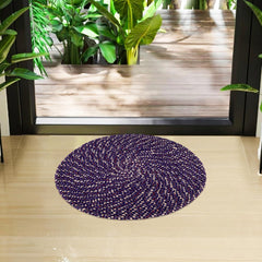 Heart Home Door Mat | Round Shape Feather Door Mat | Cotton Reversible Mat | Door Mat for Kitchen | Door Mat for Home | 16 Inch | Small | Pack of 2 | Purple