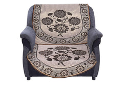 Kuber Industries Flower Print 6 Piece Cotton 5 Seater Standard Sofa Cover - Brown-KUBMART11158