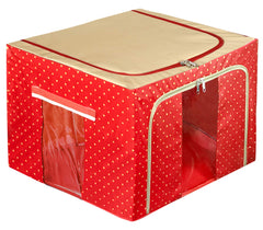 Kuber Industries Dots Print Living Box - Wardrobe Organizer, Cloth Storage Bags with Zip - 66 Litre,Red (F_26_KUBMART016907)
