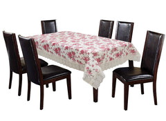 Kuber Industries Dining Table Cover 6 Seater|Floral Table Cover 6 Seater|Table Cover for Home D cor|Cream