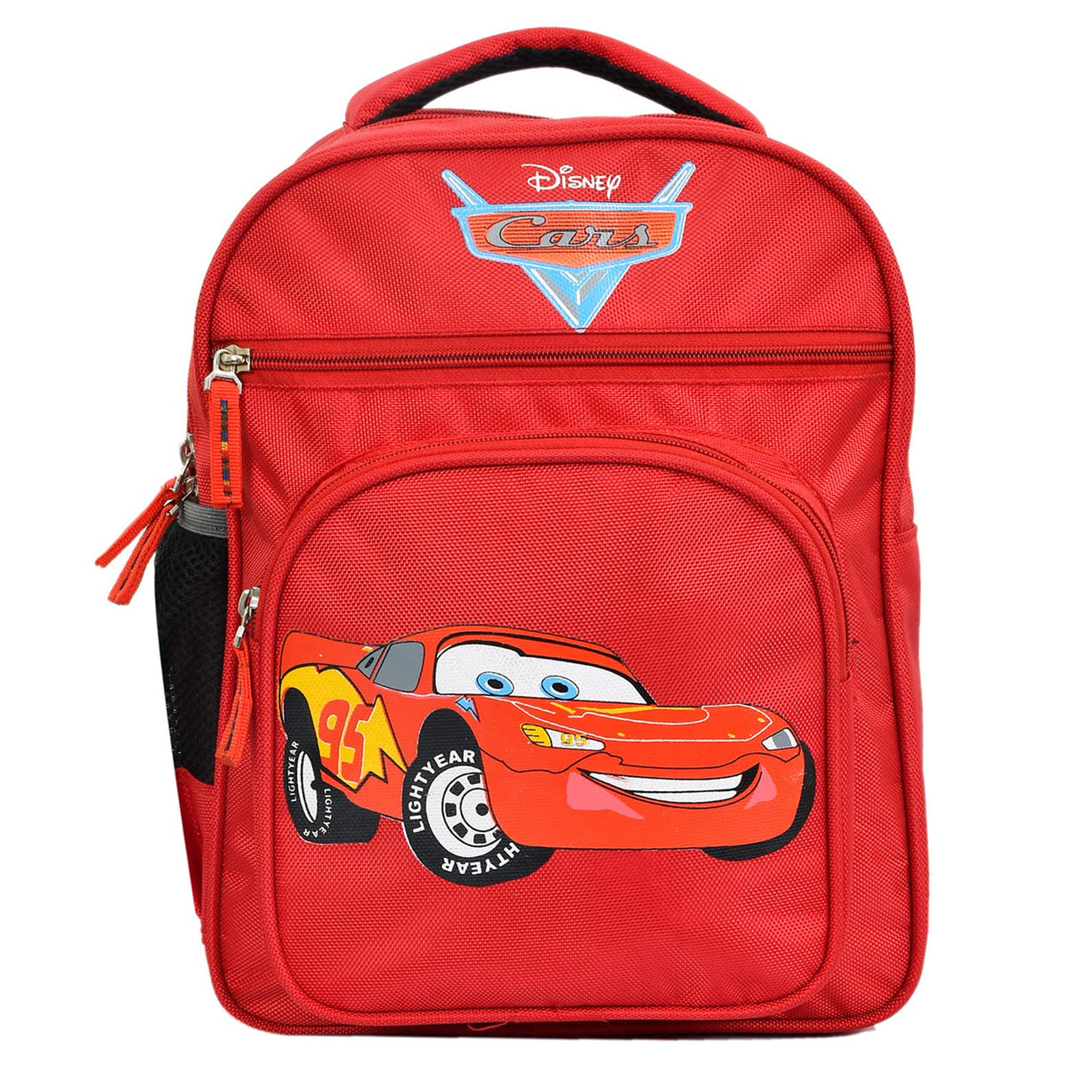 Kuber Industries Polyester Disney Red Car Printed Waterproof Backpack|Sturdy School Bag For Kids,14 Inch (Red)