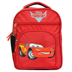 Kuber Industries Polyester Disney Red Car Printed Waterproof Backpack|Sturdy School Bag For Kids,14 Inch (Red)