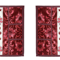 Kuber Industries Flower Print Polyester Fridge/Refrigerator Top Cover (Maroon)-KUBMART15477,Standard