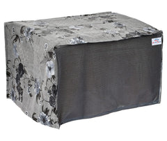 Heart Home PVC Flower Printed Microwave Oven Cover,25 LTR. (Grey)-50HH01262
