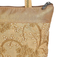 Kuber Industries Polyester Embroidery Design Hand Bag For Women/Girls With Handle Pack of 2 (Cream) 54KM4029