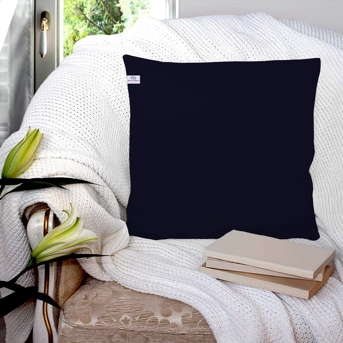 Heart Home Microfibre Filled Cushion Filler 16"x16" (Black), Standard (F_26_HEARTH016846)