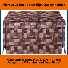 Heart Home PVC Wooden Multicheck Print Microwave Oven Cover for Home & Kitchen 23 LTR. (Brown) 54HH4103.