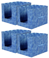 Heart Home Lehariya Printed Multiuses Non-Woven Closet Organizer With Handles- Pack of 4 (Blue) -HS43HEARTH26493