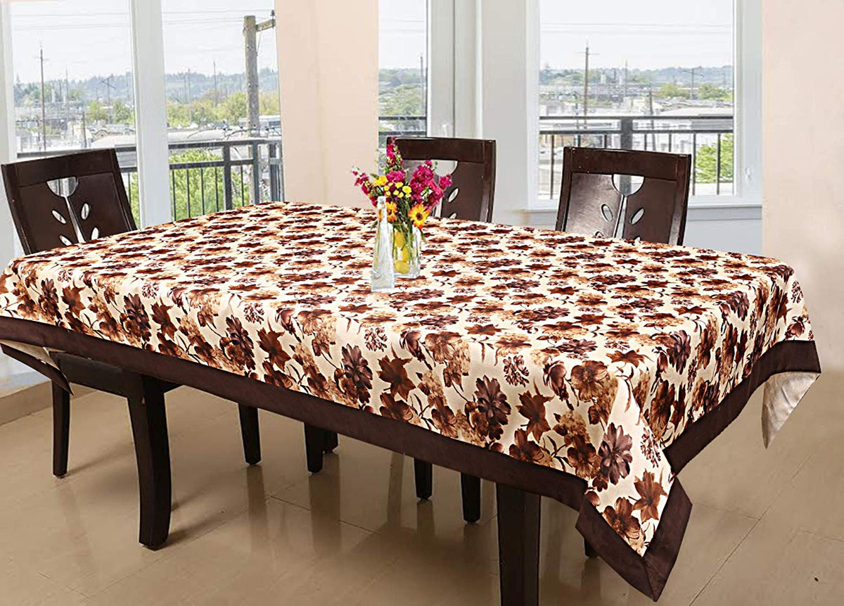 Kuber Industries Lining Design Cotton 6 Seater Dining Table Cover - Brown, Standard (CTKTC01259)