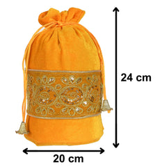 Kuber Industries Embroidered Design Potli Bags Handbags for Women Gifting Wristlets for Wedding, Festival, Kitty Subh Shagun-Pack of 2 (Red & Yellow)