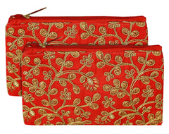 Kuber Industries Embroidery Women Hand Purse Wallet For Party, Wedding, Dating- Pack of 2 (Red) (HS39KUBMART022022)