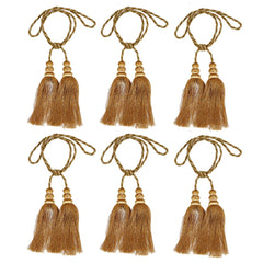 Kuber Industries Polyester 6 Pieces Curtain Tie Back Tassel Set (Gold) CTKTC33497